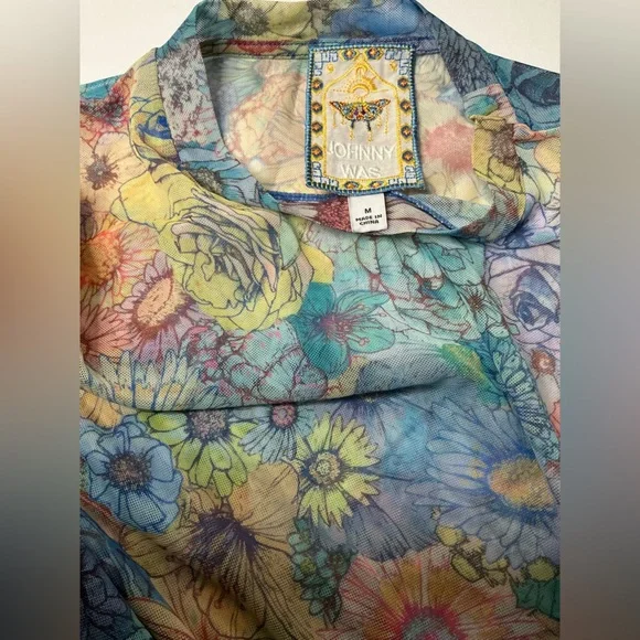 Johnny Was Florentina Mesh Tiered Slip Dress Multi Floral Size Medium - Picture 15 of 16